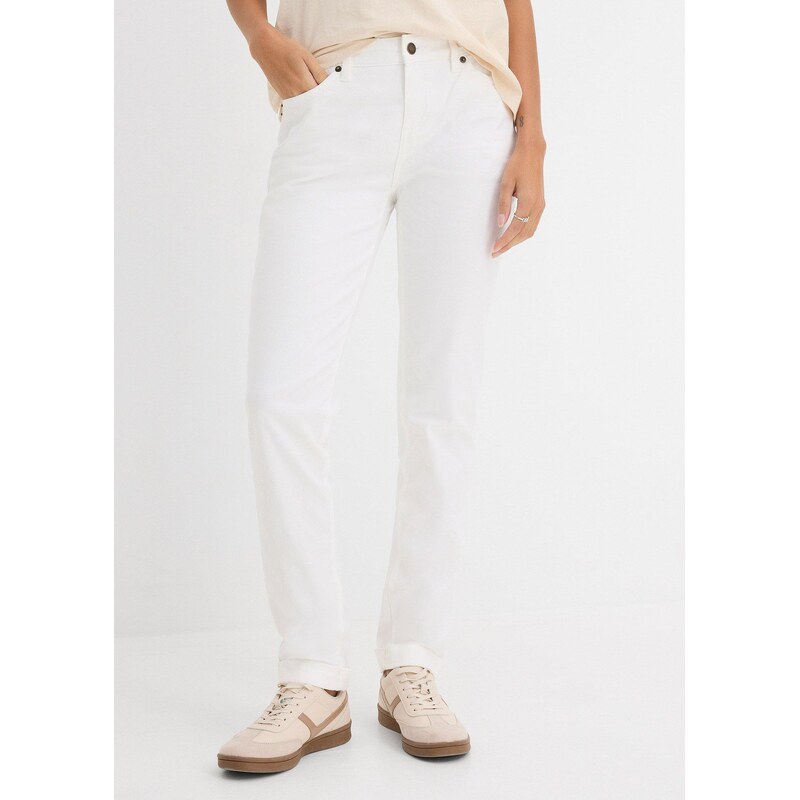 bonprix Strečové džíny Straight, High Waist bílá Žena 115733801