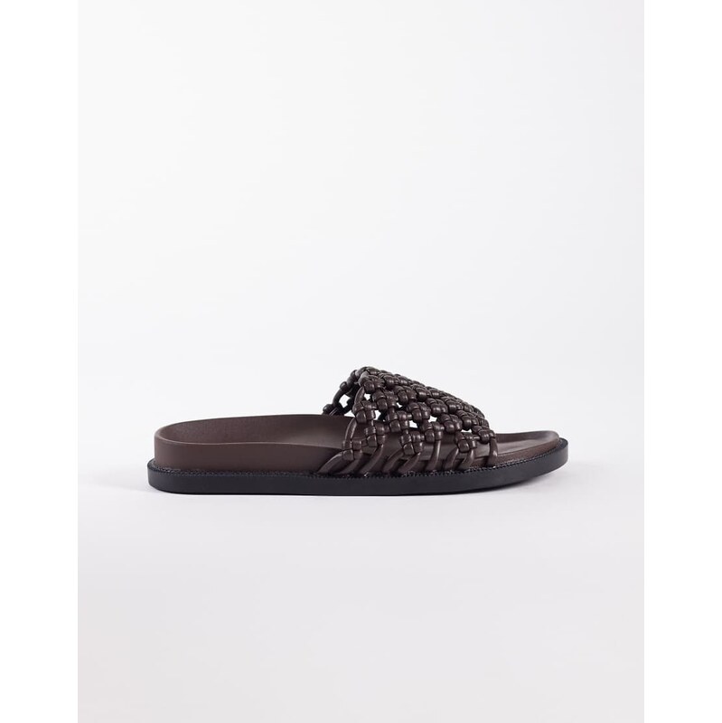 SEQWL woven flat sandals in brown