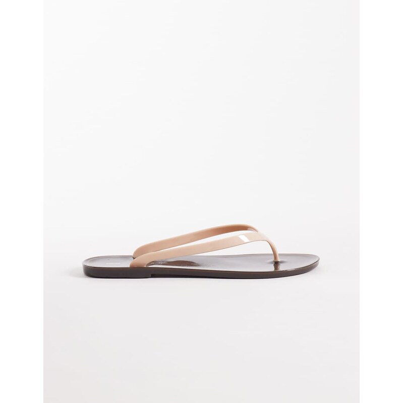 ASOS DESIGN Foxton jelly flip flops in chocolate and blush-Brown 114529018
