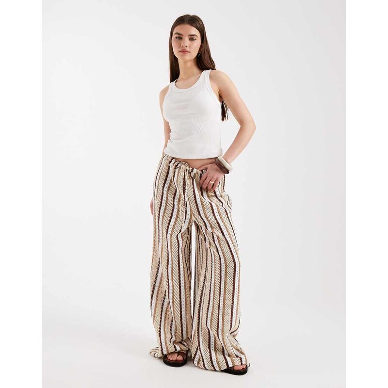Aray crochet beach trouser in brown stripe 115005325