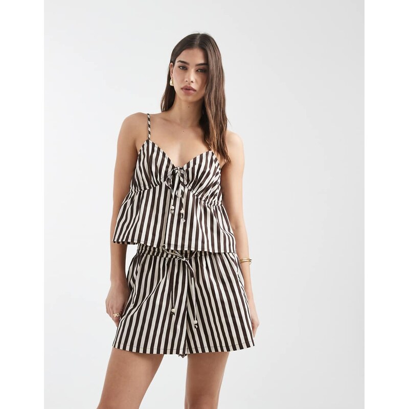 Aray beach cami top in brown stripe