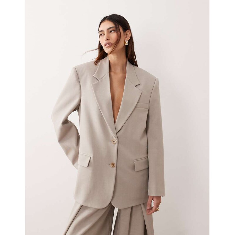 ARRANGE oversized single breasted blazer co-ord in grey 114540890