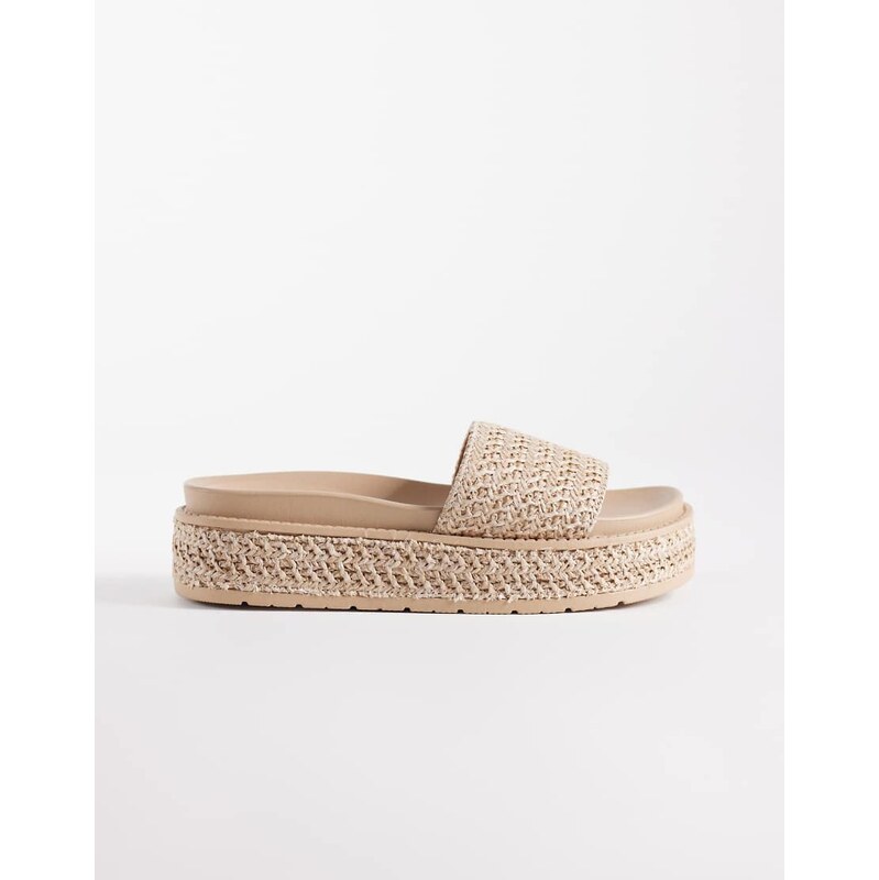South Beach Platform Sandal in Natural Raffia-Brown 115518907