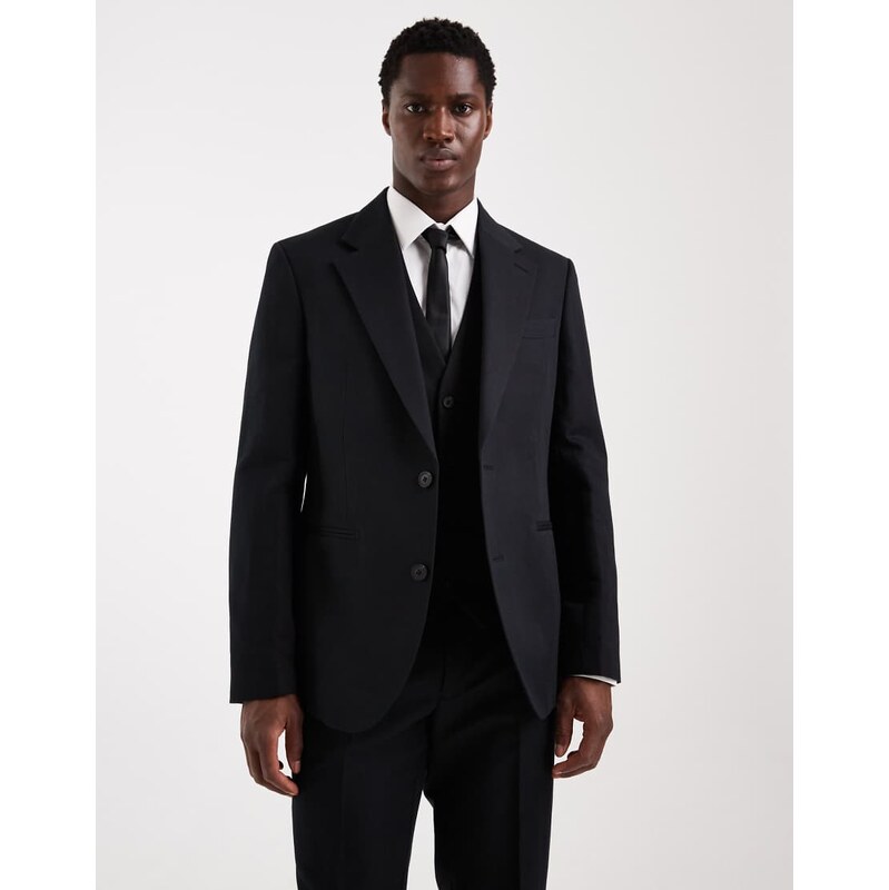 ASOS DESIGN slim suit blazer in black linen rich twill