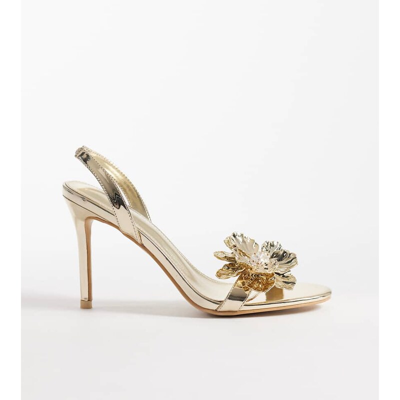 Public Desire Wide Fit Ladybug 3D floral mid heeled sandals in