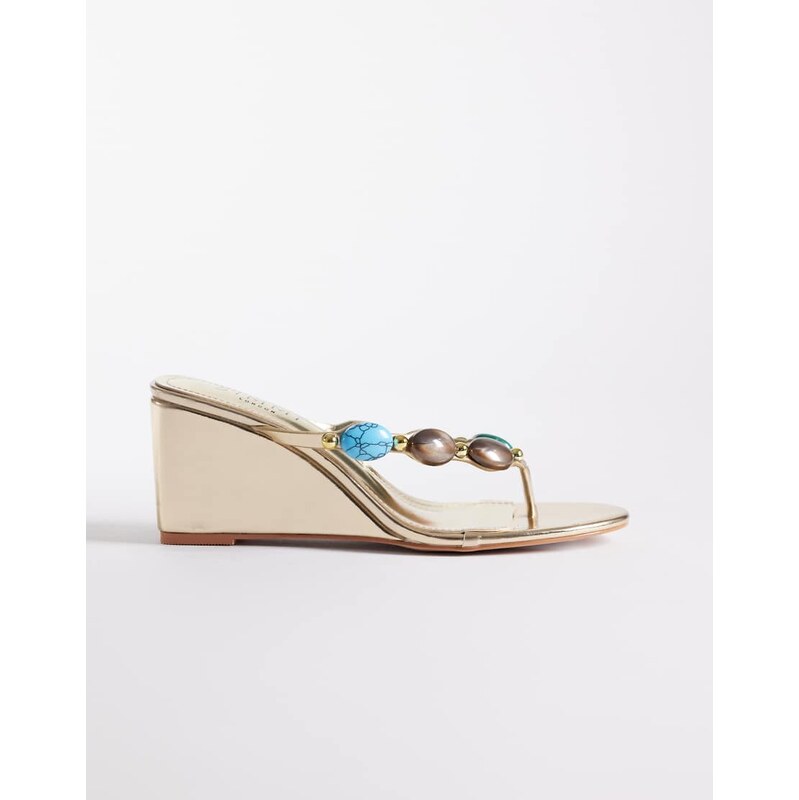 SIMMI Shoes Simmi London Immy toe thong wedge sandals with stone 114434623