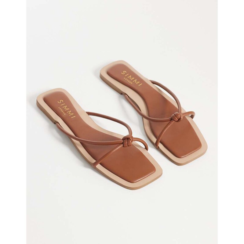 SIMMI Shoes Simmi London Cola knot flat sandals in tan-Neutral