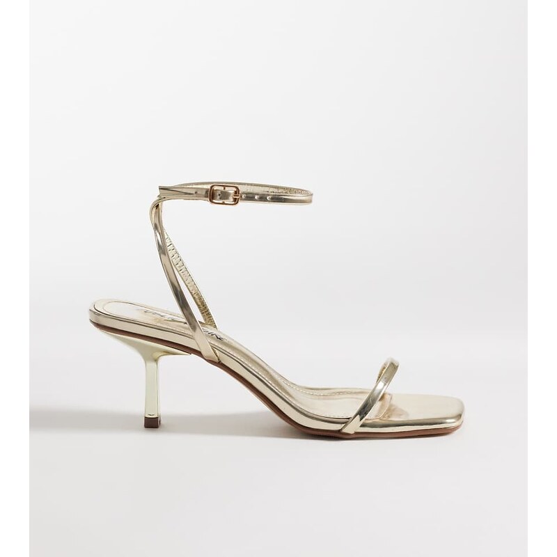 Public Desire Wide Fit Natalya barely there mid heels in gold