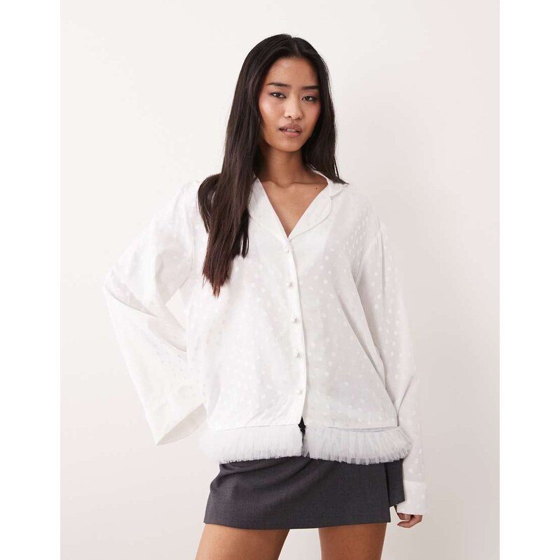 Sister Jane Bridal polka dot belted blouse co-ord in white 114456442