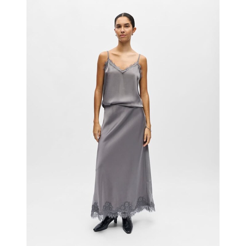 Object Maxi skirt in brushed nickel-Grey 115648604
