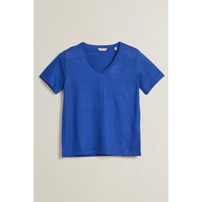 TRIČKO GANT REG LINEN V-NECK SS T-SHIRT ROYAL BLUE