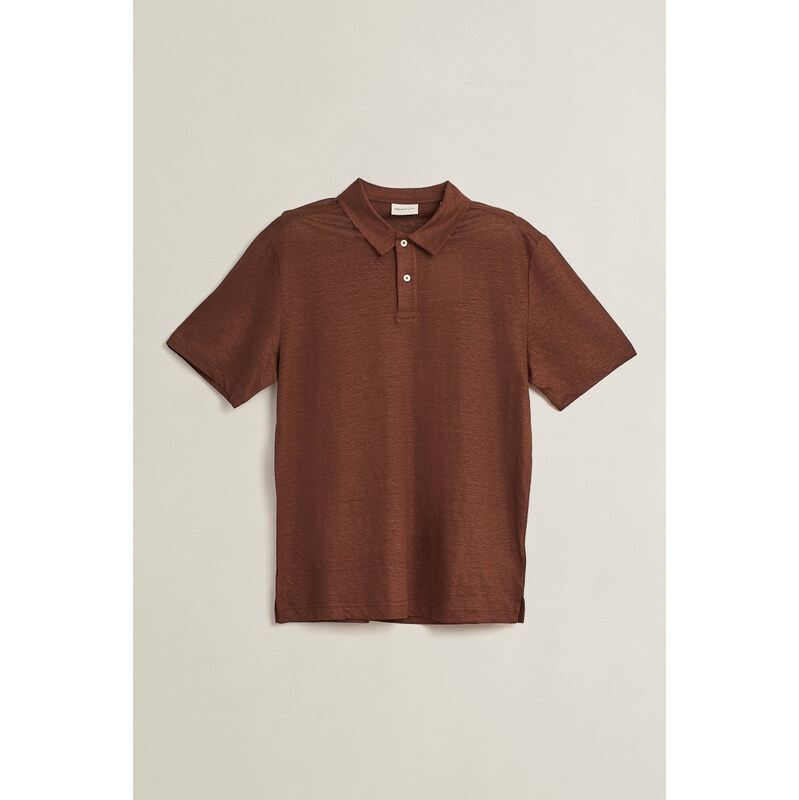POLOKOŠILE GANT LINEN SS POLO MAHOGANY BROWN