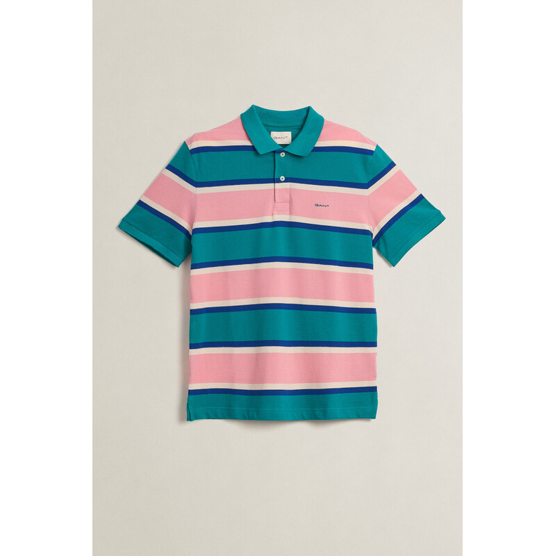 POLOKOŠILE GANT MULTISTRIPE SS POLO AQUA BLUE