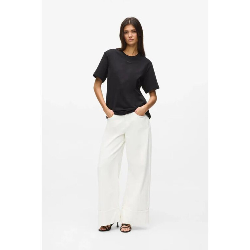 DŽÍNY KARL LAGERFELD WIDE LEG TURN UP DENIM PANTS