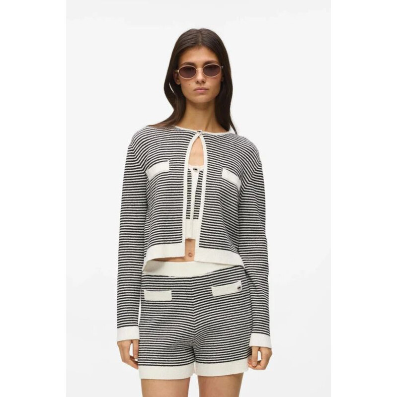 KARDIGAN KARL LAGERFELD IKON STRIPED KNIT CARDIGAN 114344232