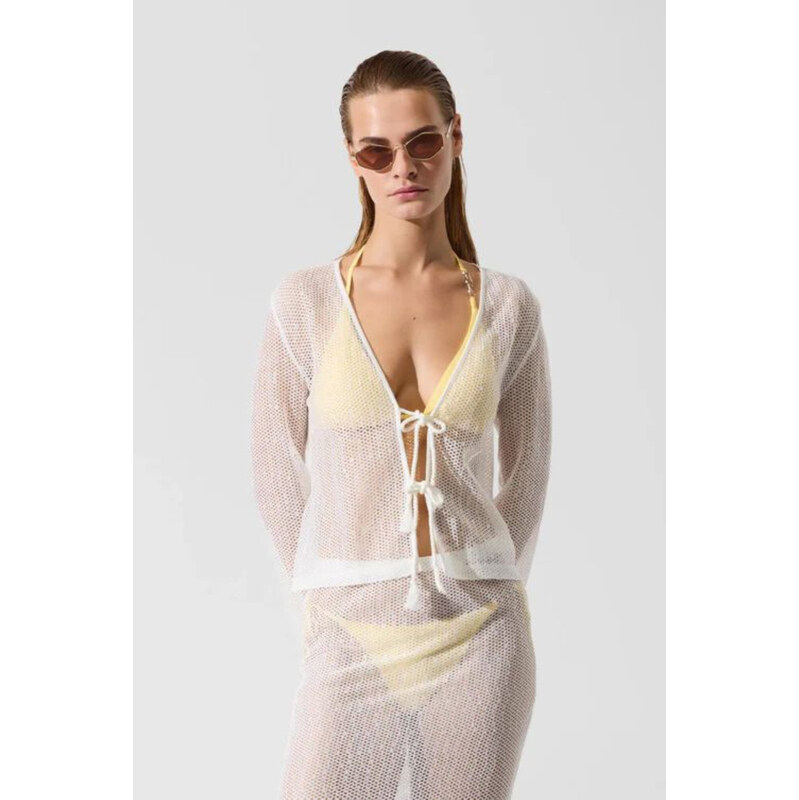 PLÁŽOVÉ OBLEČENÍ KARL LAGERFELD SIGNATURE CROCHET BEACH TOP 114344234