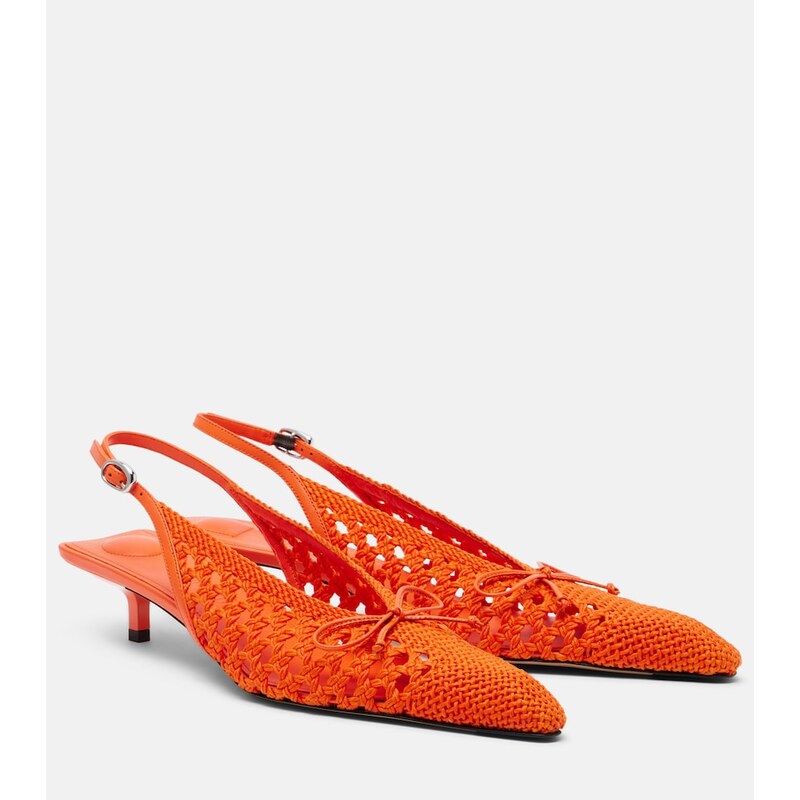 Jacquemus Cubisto raffia-effect slingback pumps