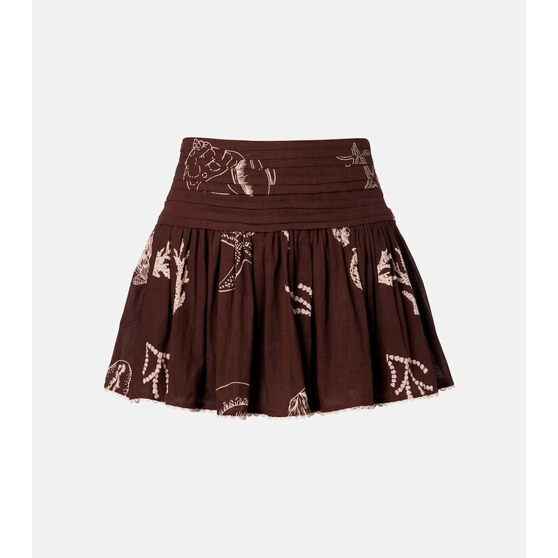 Poupette St Barth Colleen pleated cotton miniskirt