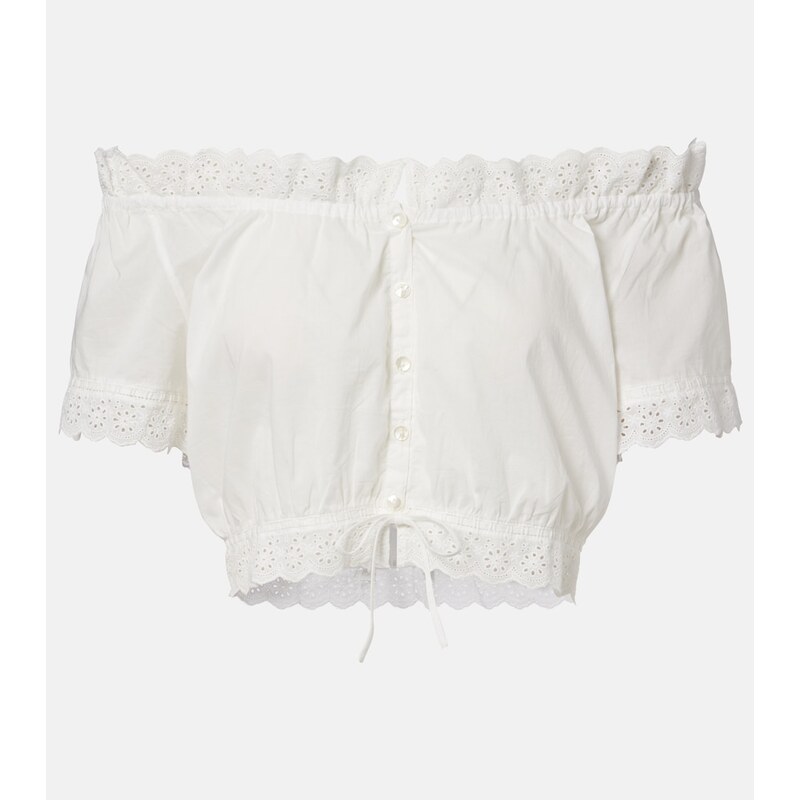 Poupette St Barth Nala pointelle cotton crop top