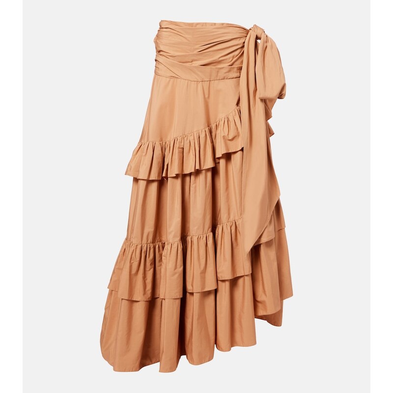 Chloe ChloÃ Asymmetric ruffled cotton maxi skirt