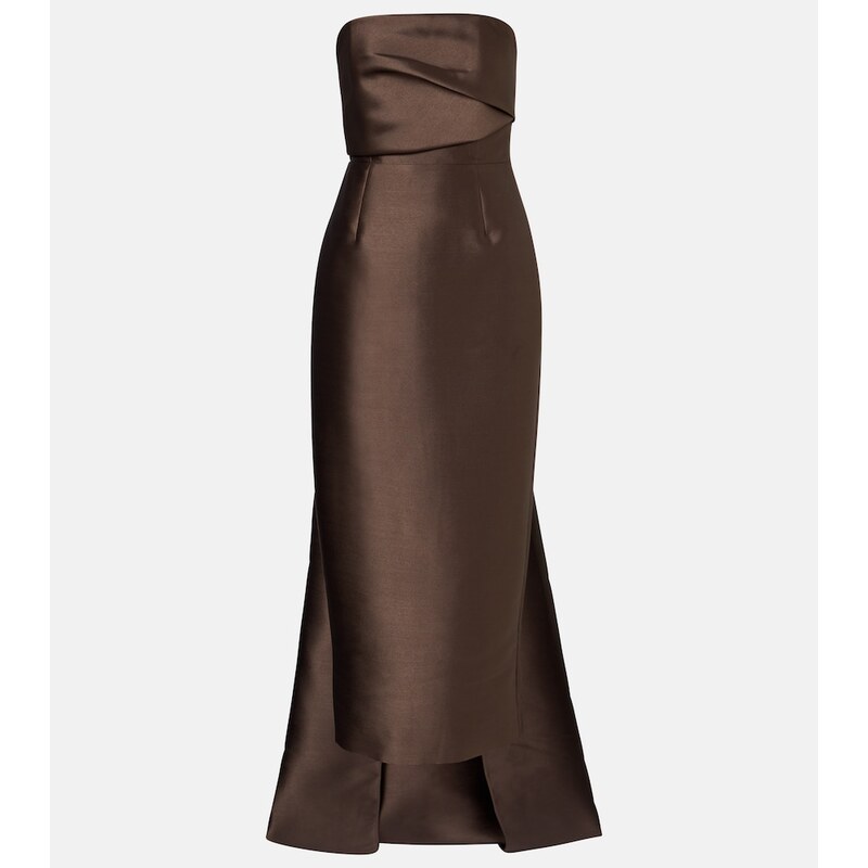 Solace London Kiki draped strapless satin cocktail dress