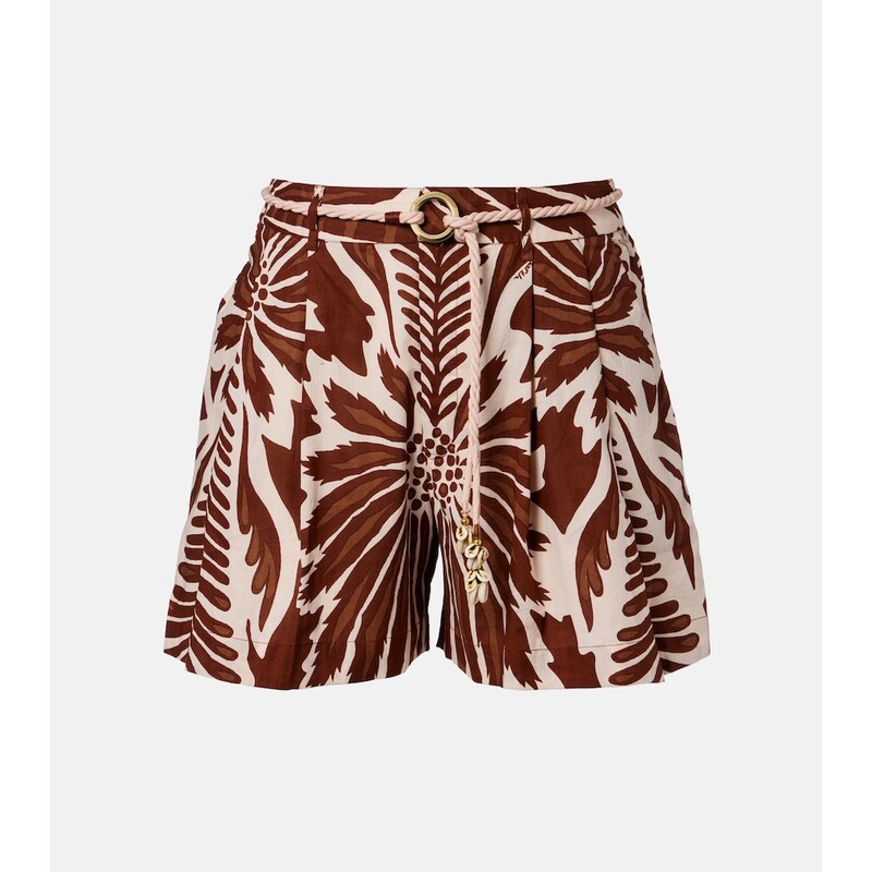 Poupette St Barth Chantal printed belted cotton shorts