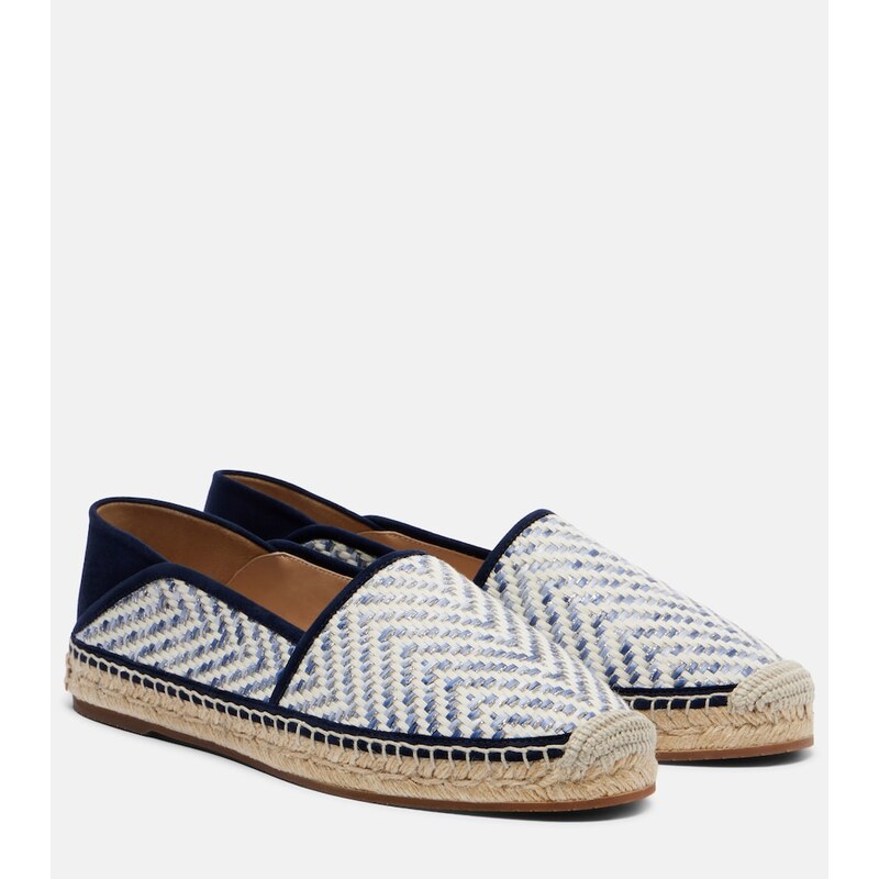 Dámské espadrilky Manolo Blahnik s raffia efektem v modré barvě