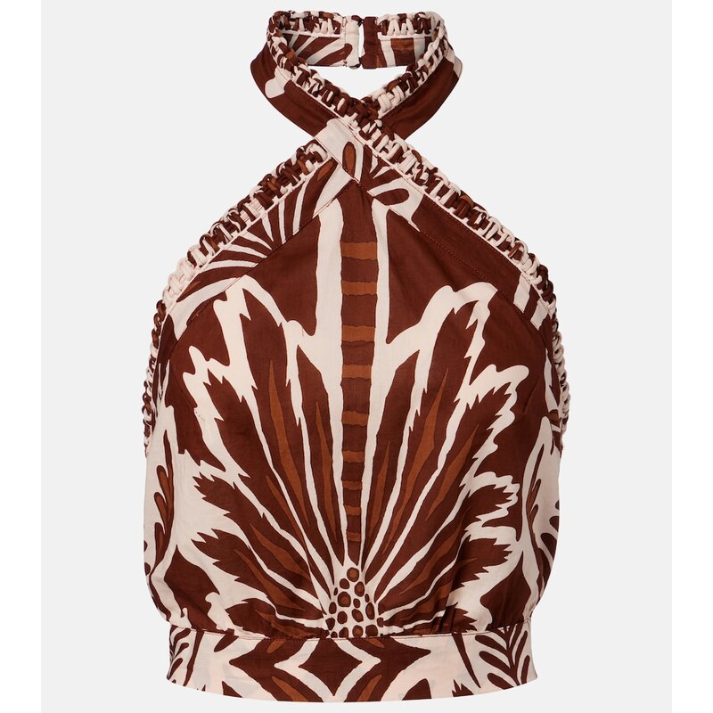 Poupette St Barth Suma printed cotton crop top
