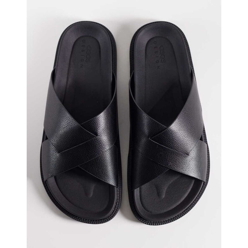 ASOS DESIGN cross over strap sandals in black