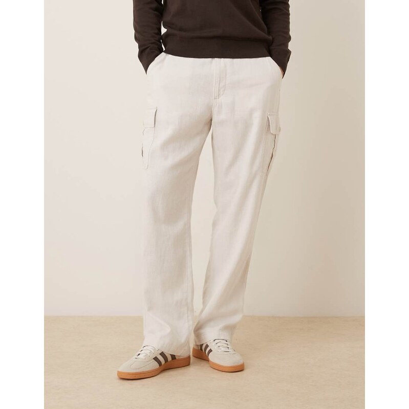 Calvin Klein Jeans relaxed straight fit linen mix cargo trousers