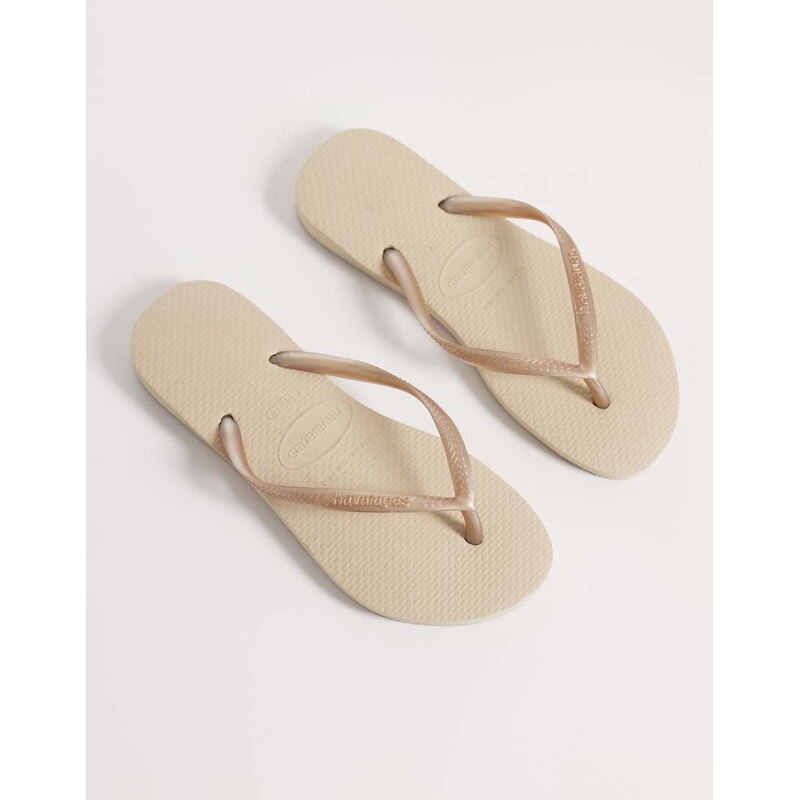 Havaianas slim flip flops in gold