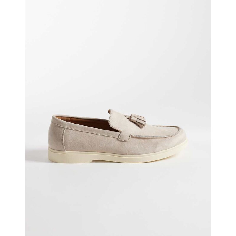 SEQWL Kayak tassel loafer in stone micro-Neutral