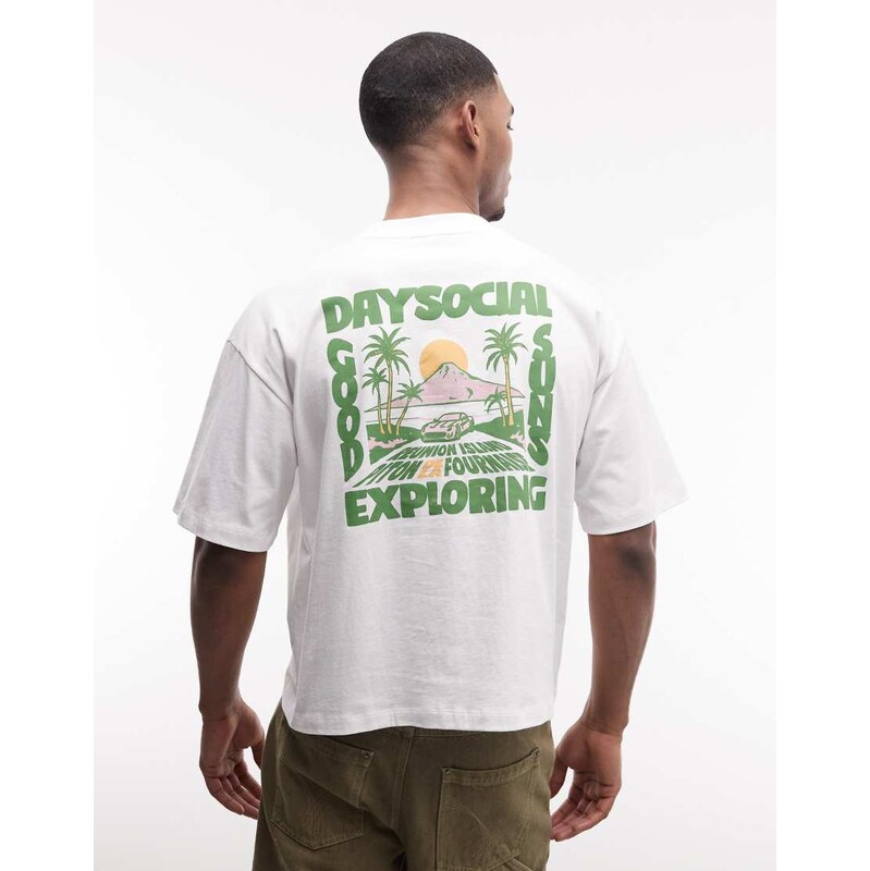 ASOS DESIGN boxy oversized t-shirt scenic graphic in white