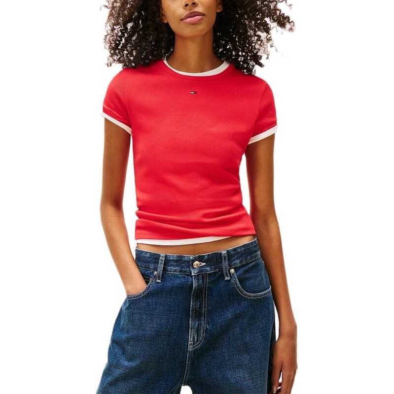 Tommy Jeans dámské červené tričko