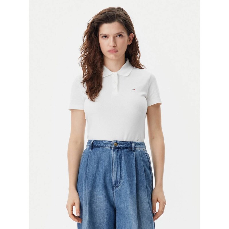 Tommy Jeans dámské bílé polo tričko