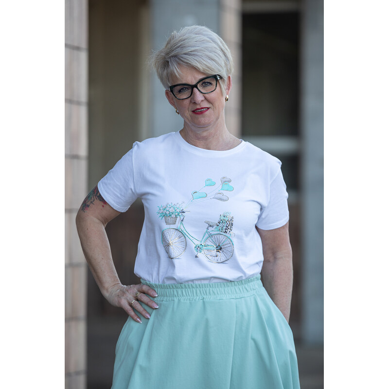 AGAPE Tričko s potiskem BIKE Barva: mintová, Velikost: UNI: M-XL 114085719