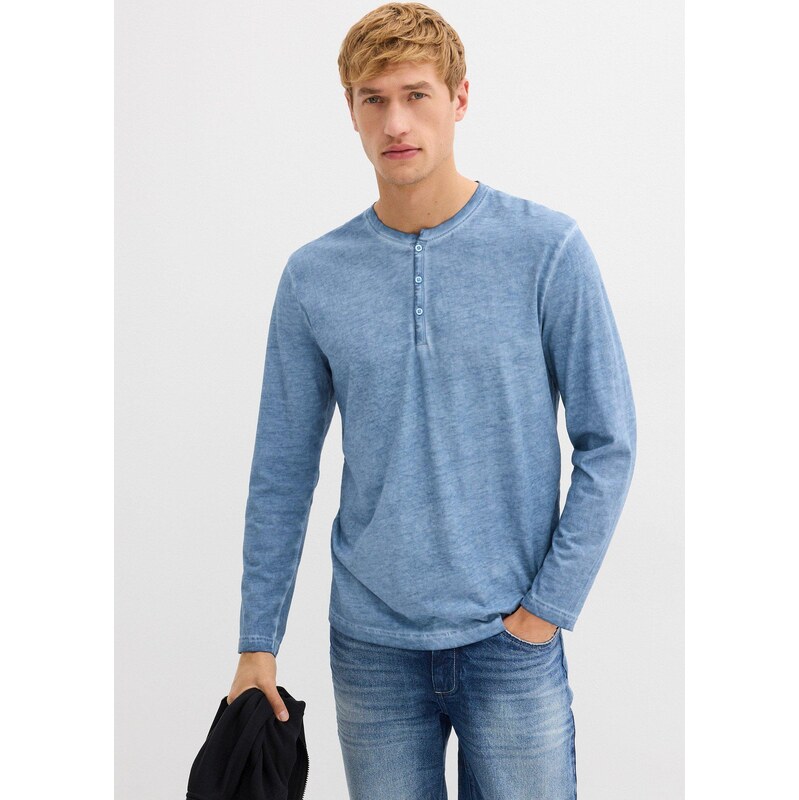 bonprix Henley tričko s dlouhým rukávem, z čisté organické