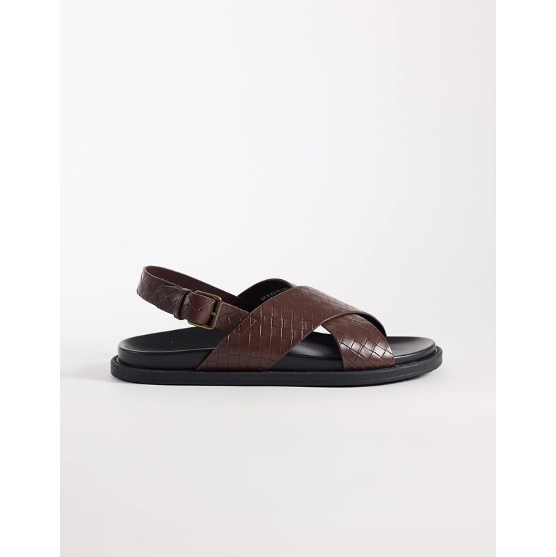 ASOS DESIGN cross over strap sandals with embossed weave in