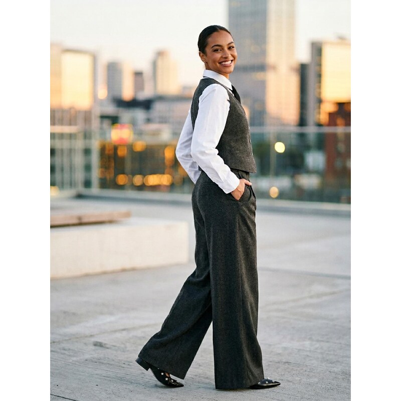 Sinsay - Kalhoty wide leg - šedá 110426021