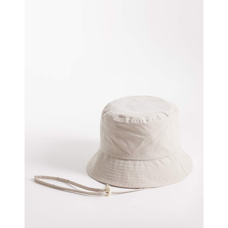 ASOS DESIGN tech bucket hat in stone-Neutral
