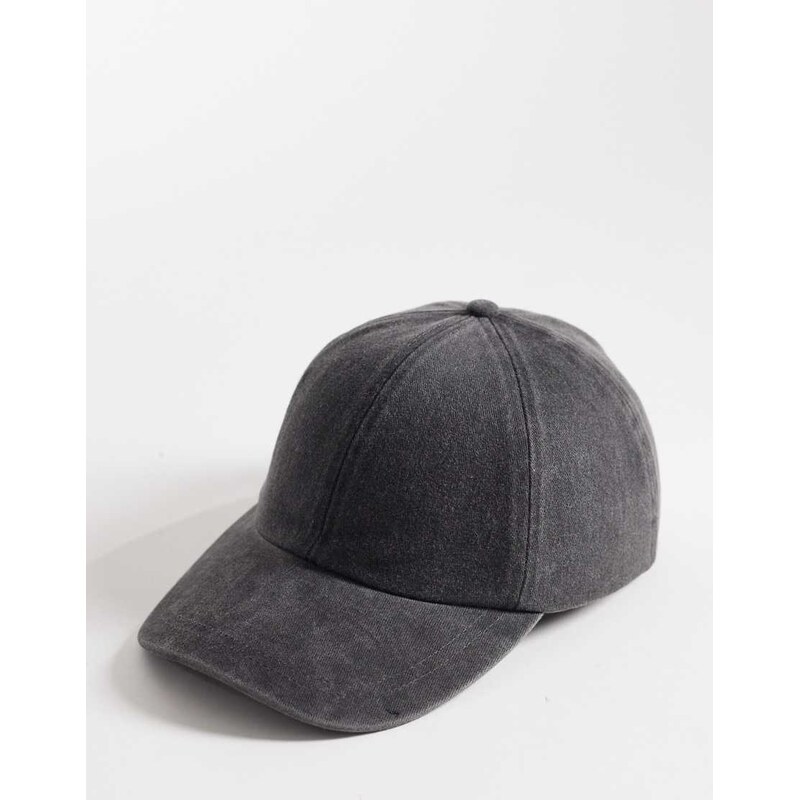 ASOS DESIGN baseball cap in washed charcoal-Grey