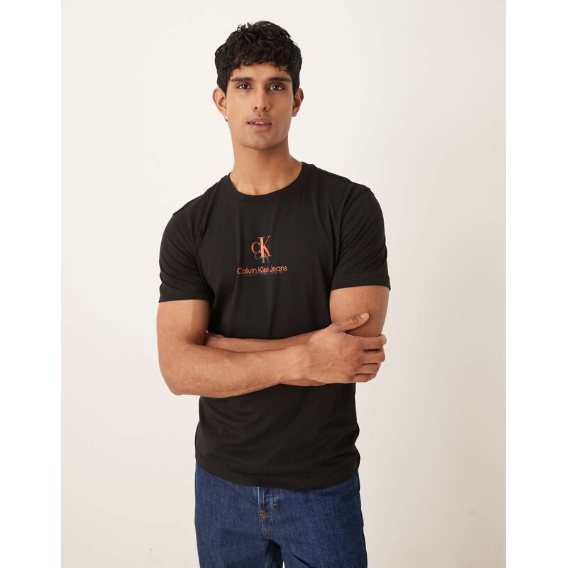 Calvin Klein Jeans shadow logo t-shirt in black