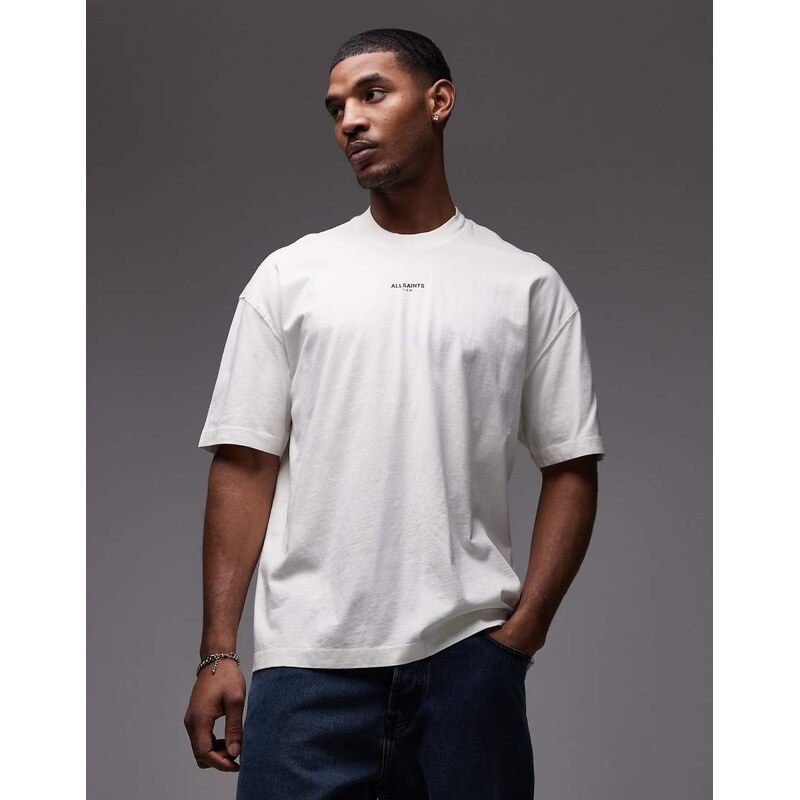 AllSaints Mikro central logo t-shirt in white
