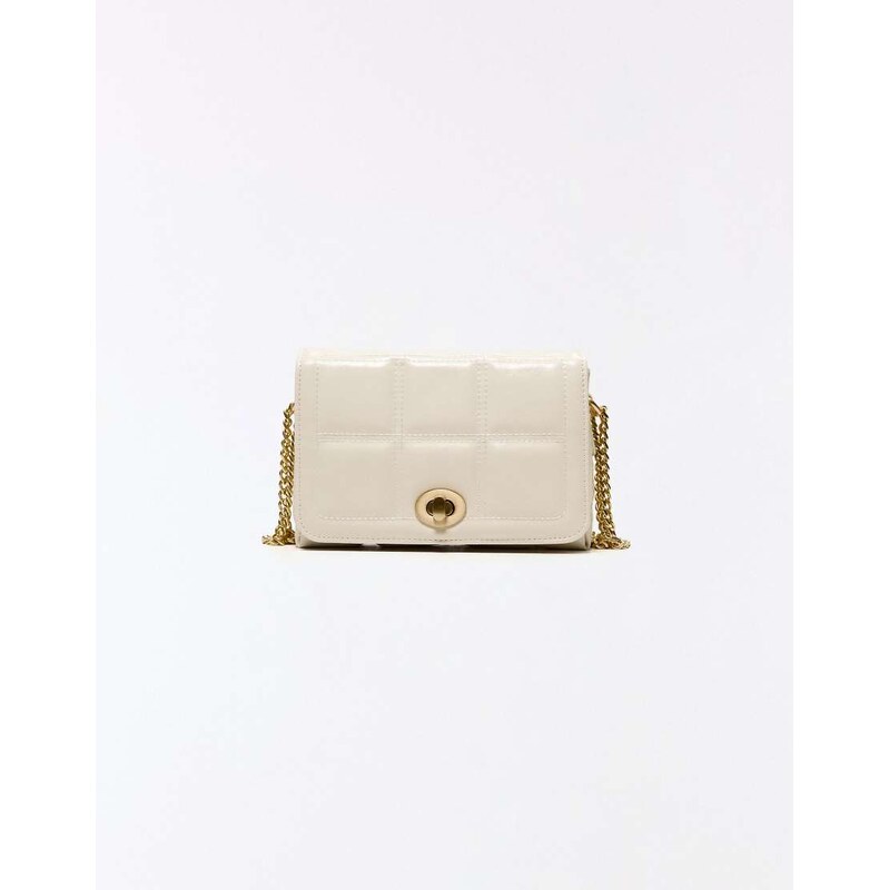 Bershka Mini quilted leather effect bag in ecru-White 114375454
