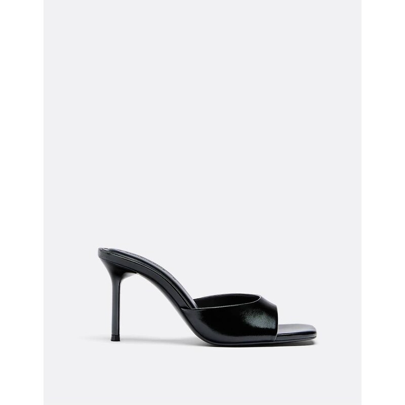 Stradivarius High heeled mules in black in black