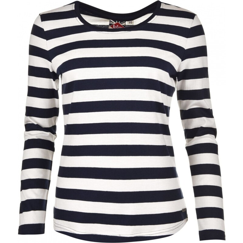 Lee Cooper Long Sleeve Stripe T Shirt Ladies, off white/navy