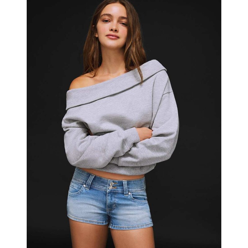 Bershka Denim mini shorts in light bue-Blue
