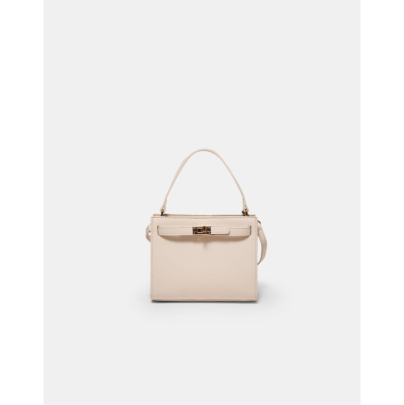 Stradivarius Rigid box crossbody bag in ecru-White 114375560