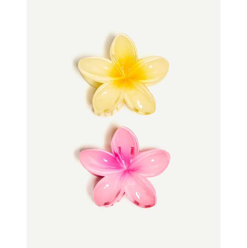 Bershka 2-pack of flower hair clips in pink 114377735