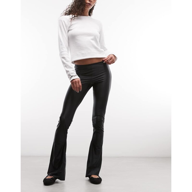 Monki slim flare trouser in black